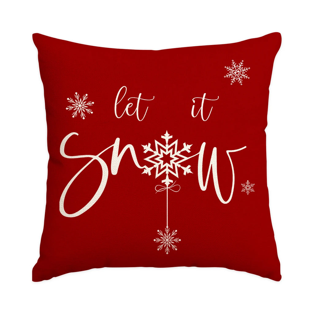 1/4pcs red Christmas pillowcase, bow Christmas wreath, Christmas plant design cushion cover, farmhouse Christmas decoration