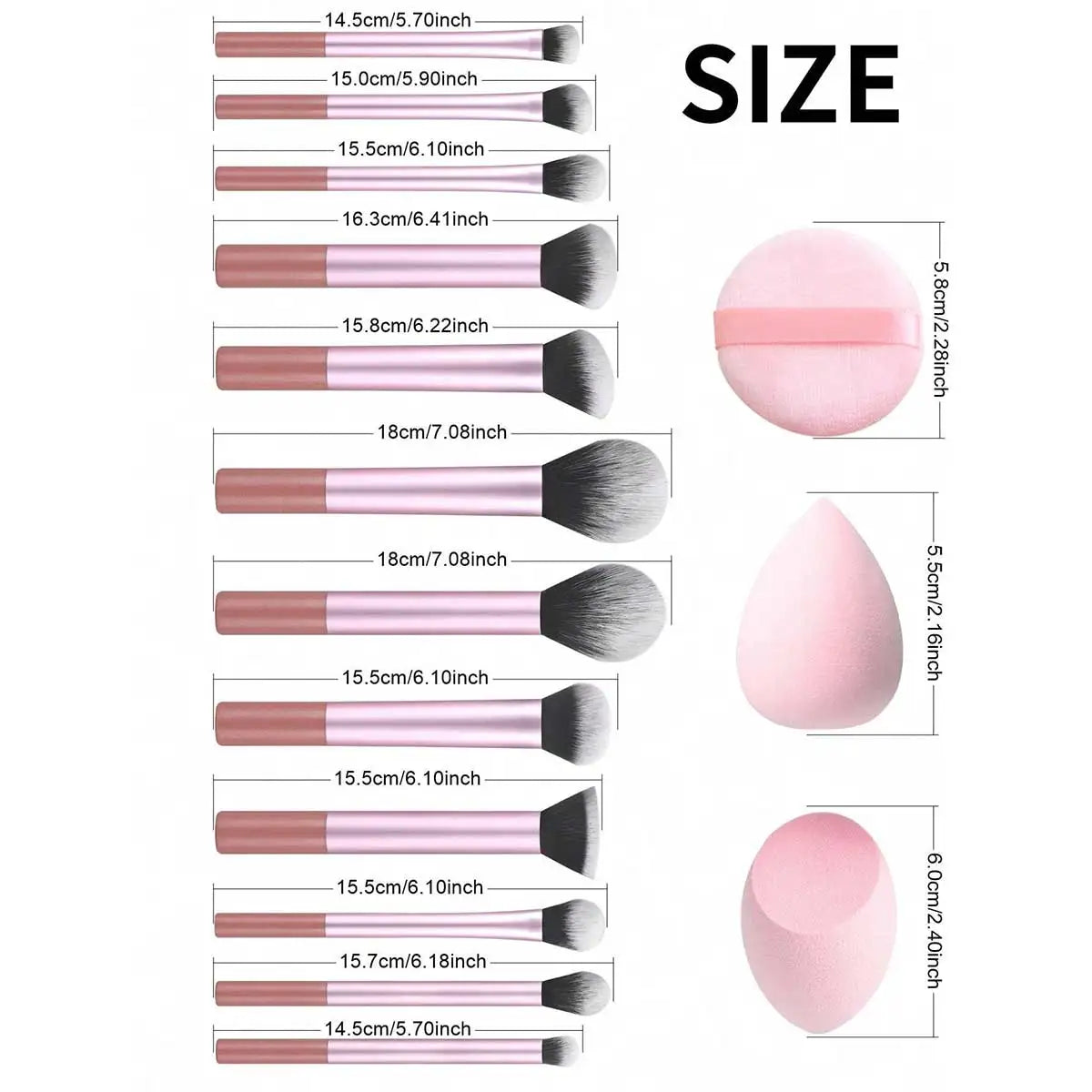 12-Piece Multi-Functional Makeup Brush Set with Sponge - Complete Collection for Foundation, Eyeshadow - PULSE MART