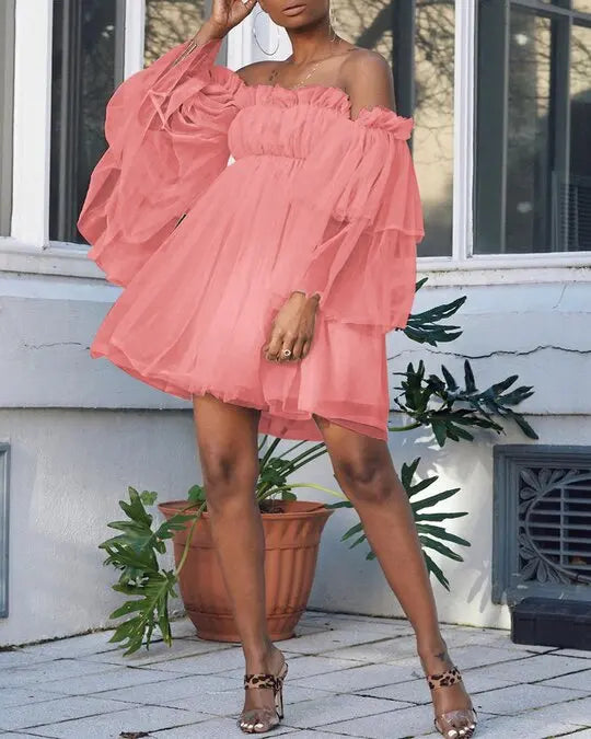 Women’s 2025 Sexy Bra Style Mini Dress – Solid Color High Waist Party Dress