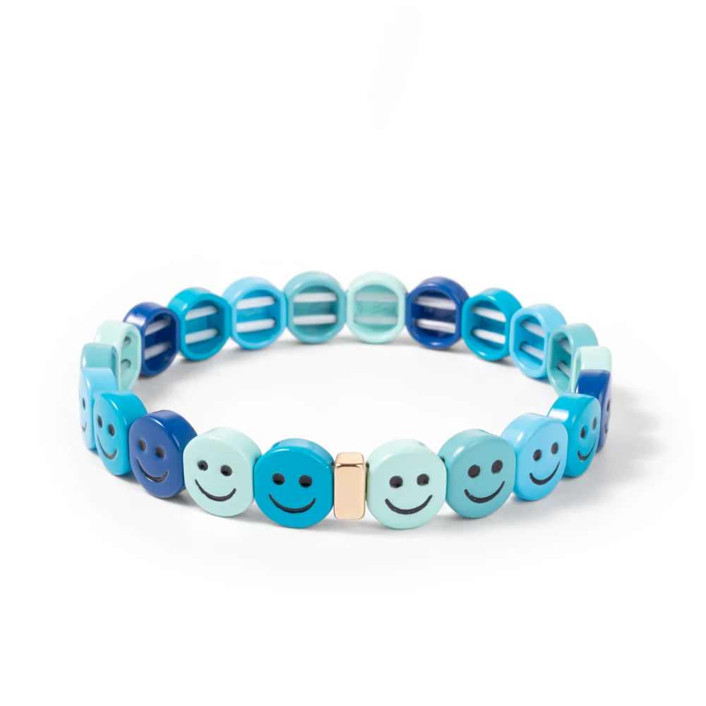 2024 New Enamel Bracelets For Women Happy Beaded Elastic Bangle Hand Accessory