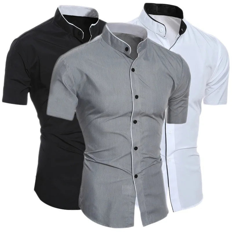 Men’s Solid Color Short Sleeve Shirt – Casual Commuting Summer Wear