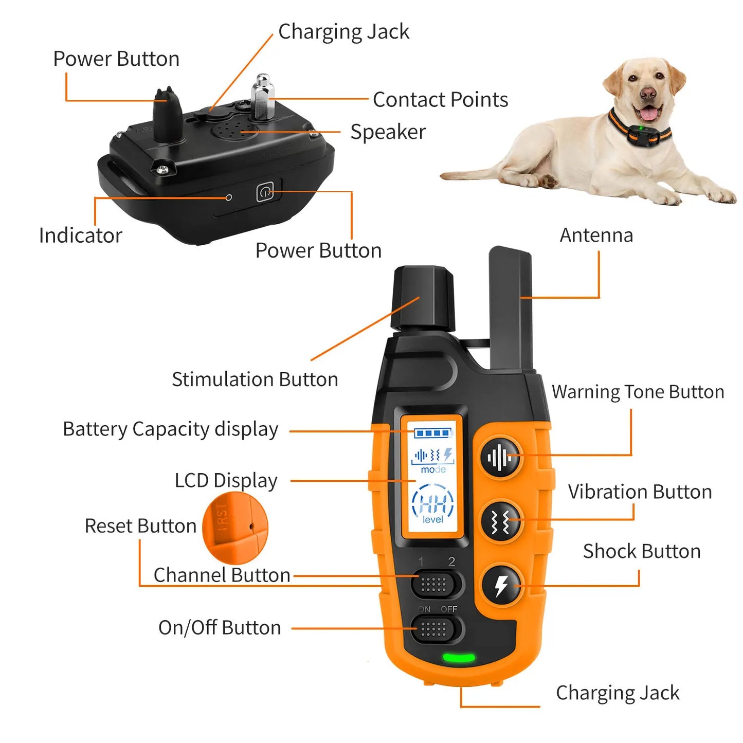 3300Ft Remote Electric Dog Training Collar - Waterproof Behavior Aid with Shock & Vibration