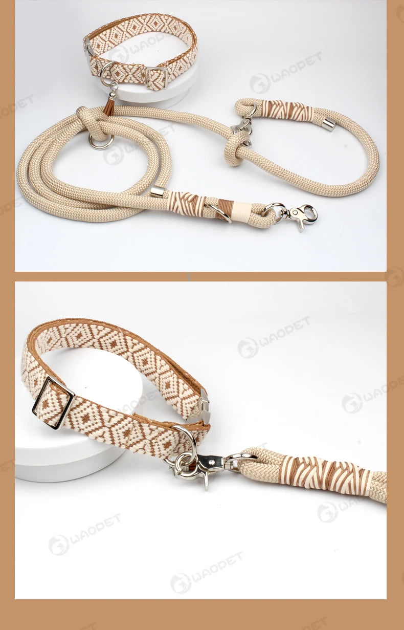 Bohemian Ethnic Style Pet Collar: Luxurious Adjustable Multi-Color Neckband