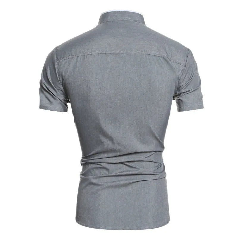Men’s Solid Color Short Sleeve Shirt – Casual Commuting Summer Wear