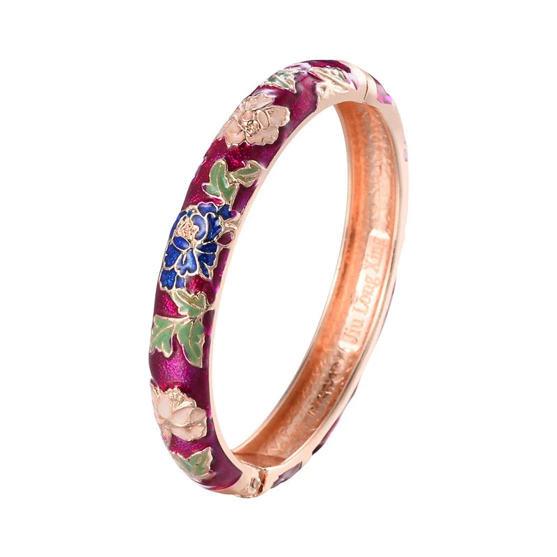Enameled Bracelets For Women Flower Bangles Indian Chinese Viking Bracelet