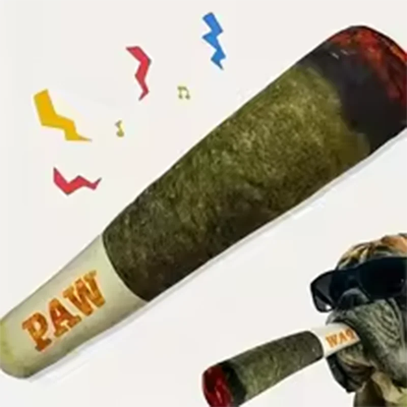 Funny Cigar Plush Dog Toy - Interactive Squeaky Birthday Gift