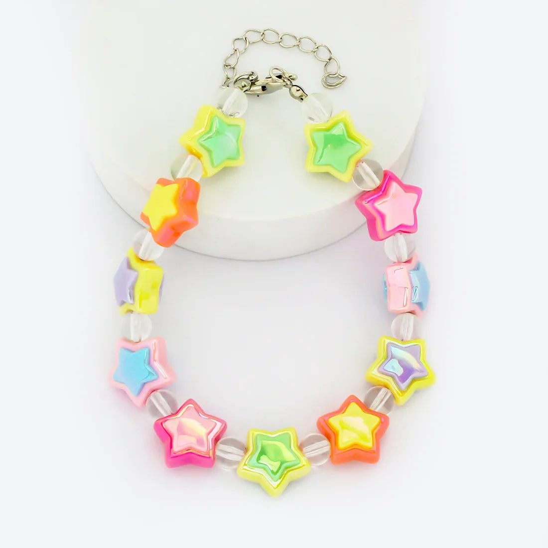 Cute Candy-Colored Pet Collar: Pearl Necklace with Flower Beads & Alloy Chain