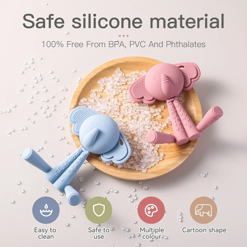 Baby BPA Free Silicone Teether Toys Infant Cartoon Bear Teething Silicone Dental Care Gums Hand Molar Stick for Baby Product - PULSE MART