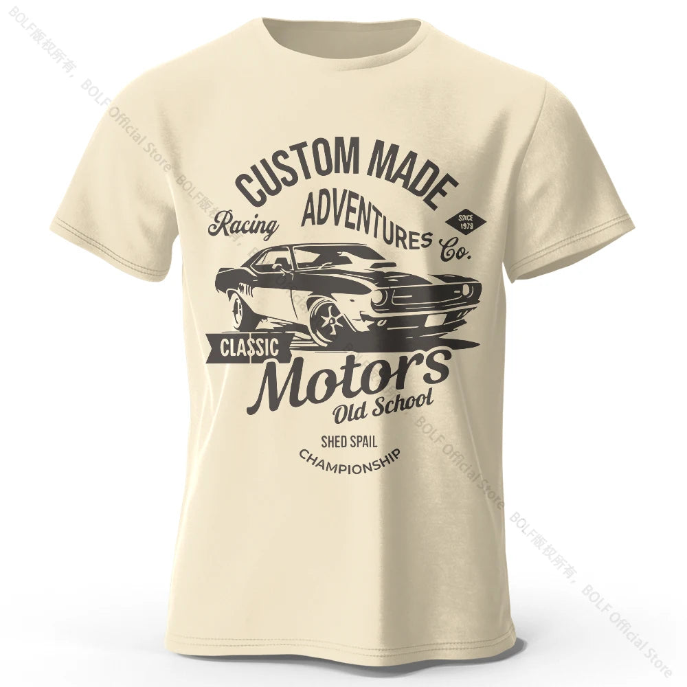 Men’s Motors Printed T-Shirt – 100% Cotton Oversized Vintage Graphic Tee for Men &amp; Women