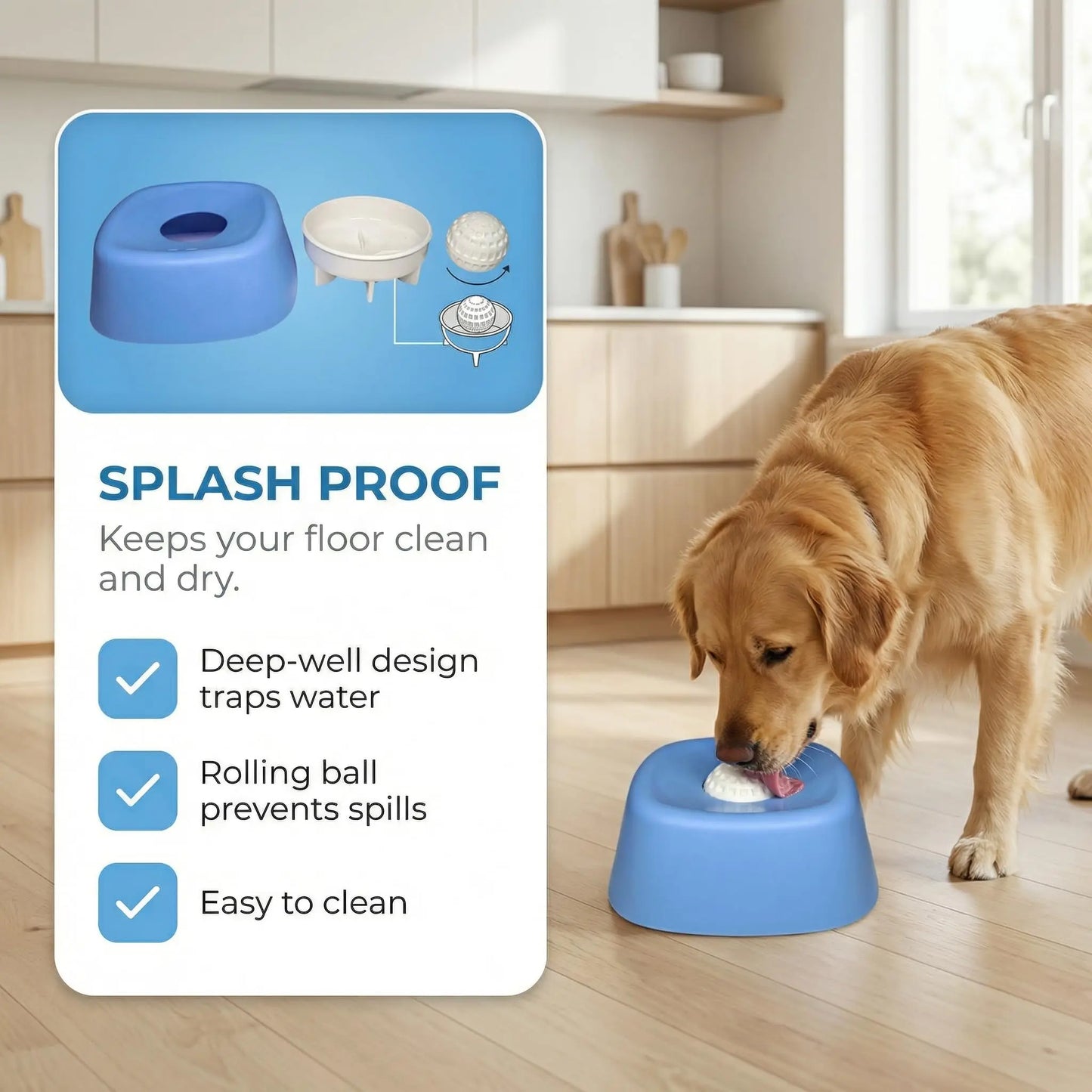 Rolling Ball Liquid Slow Feeder Dog Bowl - Interactive Anti-Slip Lick Toy