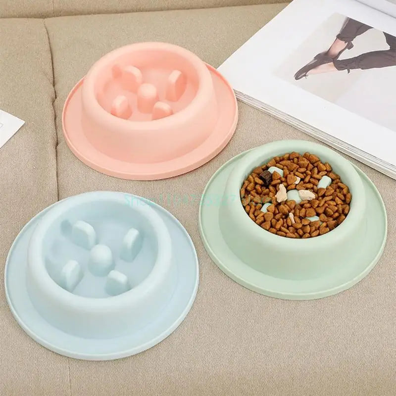 Bloat-Stop Slow Feeder Dog Bowl - Non-Slip Fun Round Eating Dish