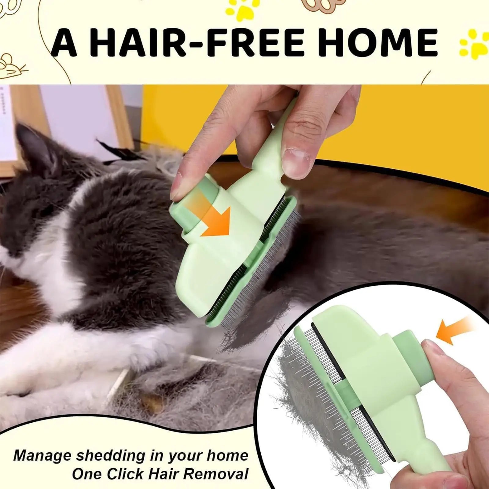 Dog Grooming Comb – Self-Cleaning Detangling Brush for Dogs & Cats