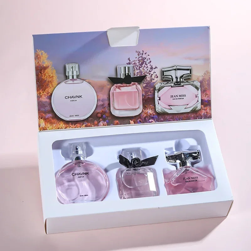 90ML(30mlx3PCS) Eau De Parfum Gift Box Feminino Spray Fresh Light Scent Floral Fruity