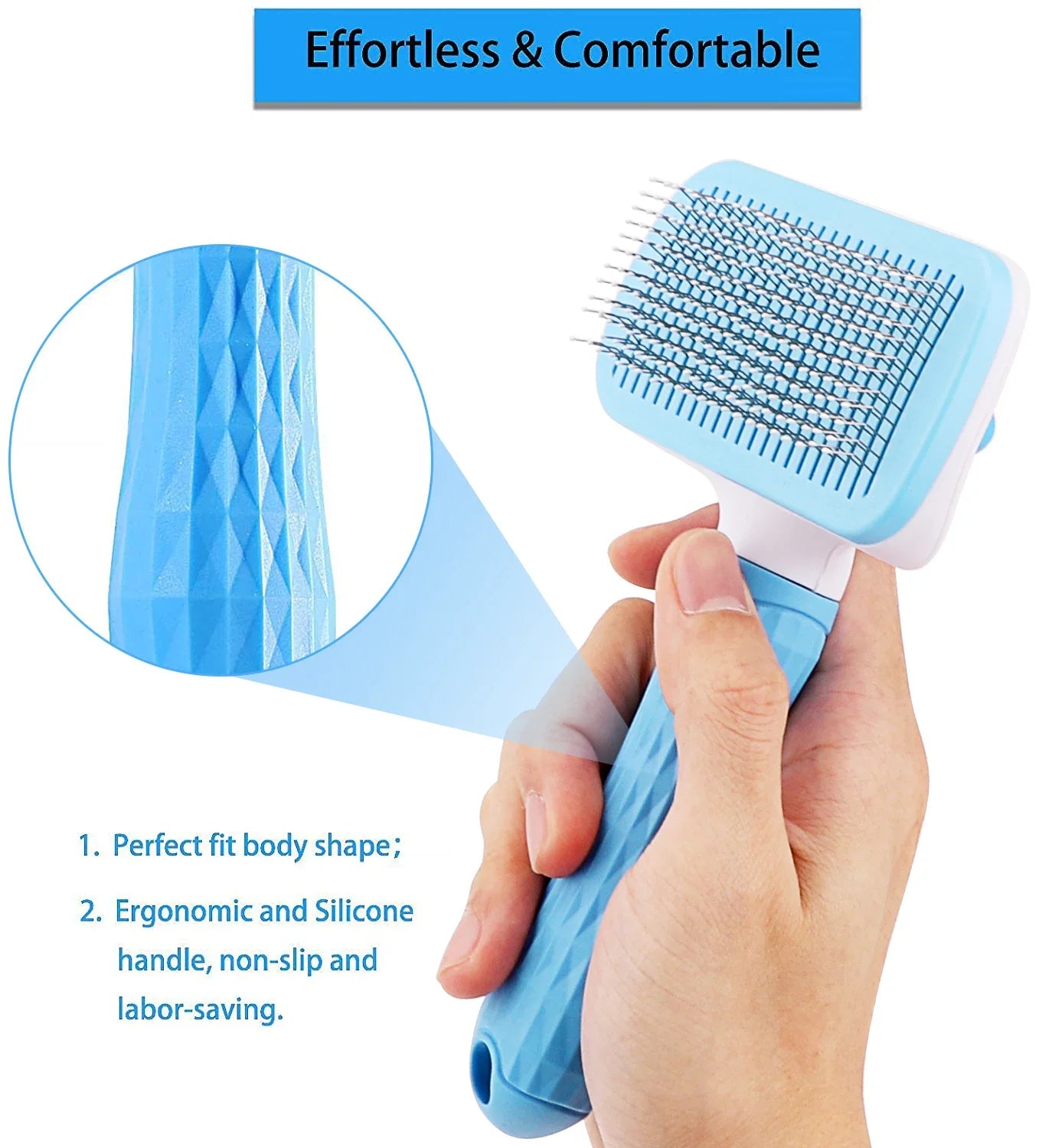 Anti-Matting Long Hair Pet Brush - Self-Cleaning Undercoat Comb