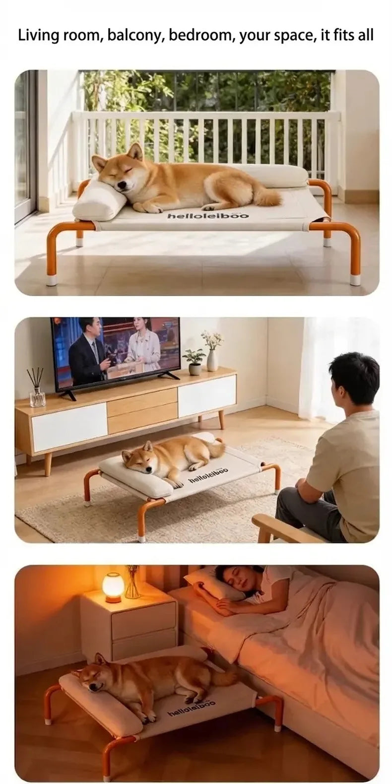 Elevated Mesh Dog Bed with Pillow, Raised Outdoor Patio Cot