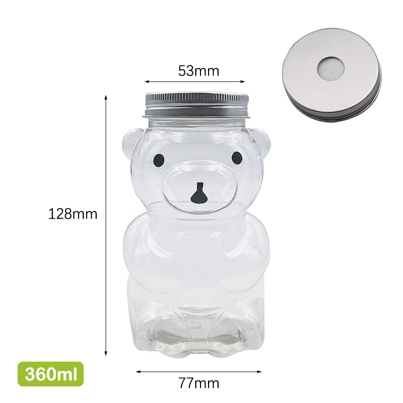 Disposable Drink Bottles Juice Storage Bottles Beverage Milk Tea Bottles Cute Bear Juice Drink Milk Tea Sealed Bottle - PULSE MART