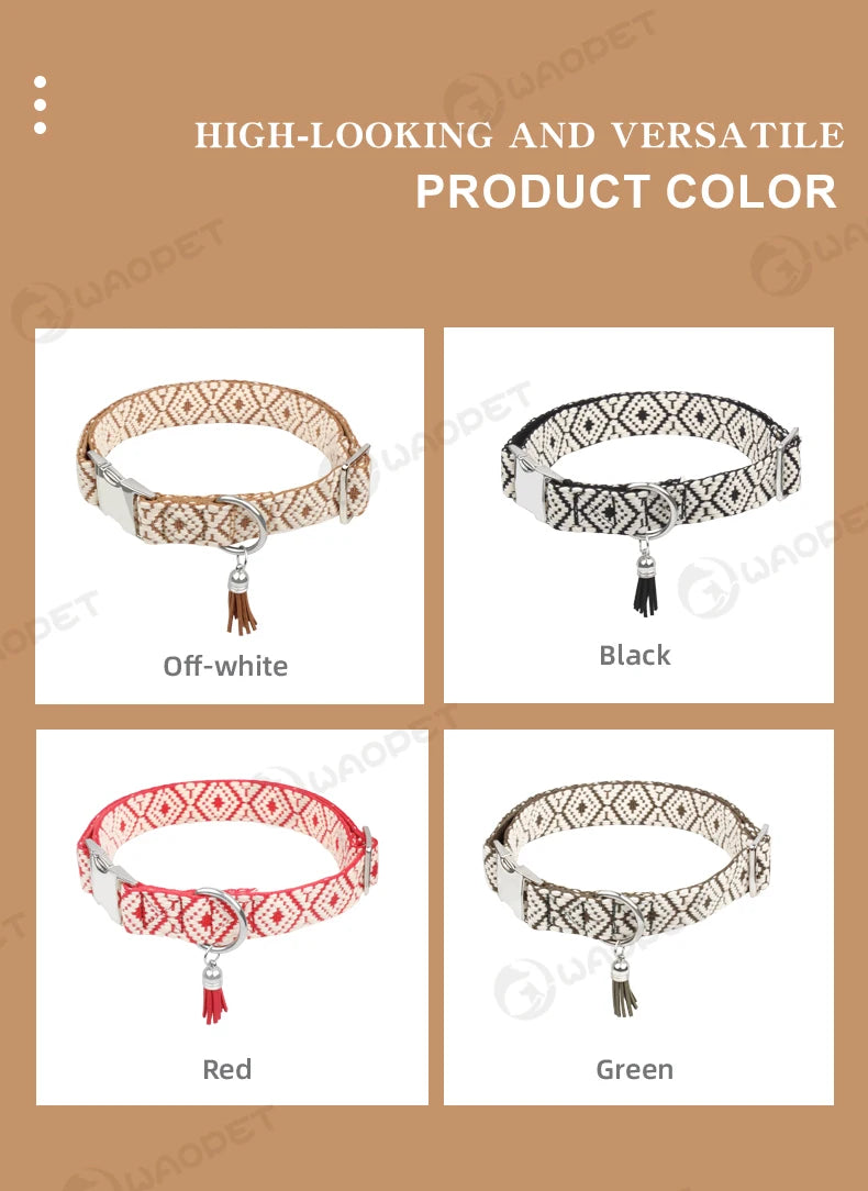 Bohemian Ethnic Style Pet Collar: Luxurious Adjustable Multi-Color Neckband