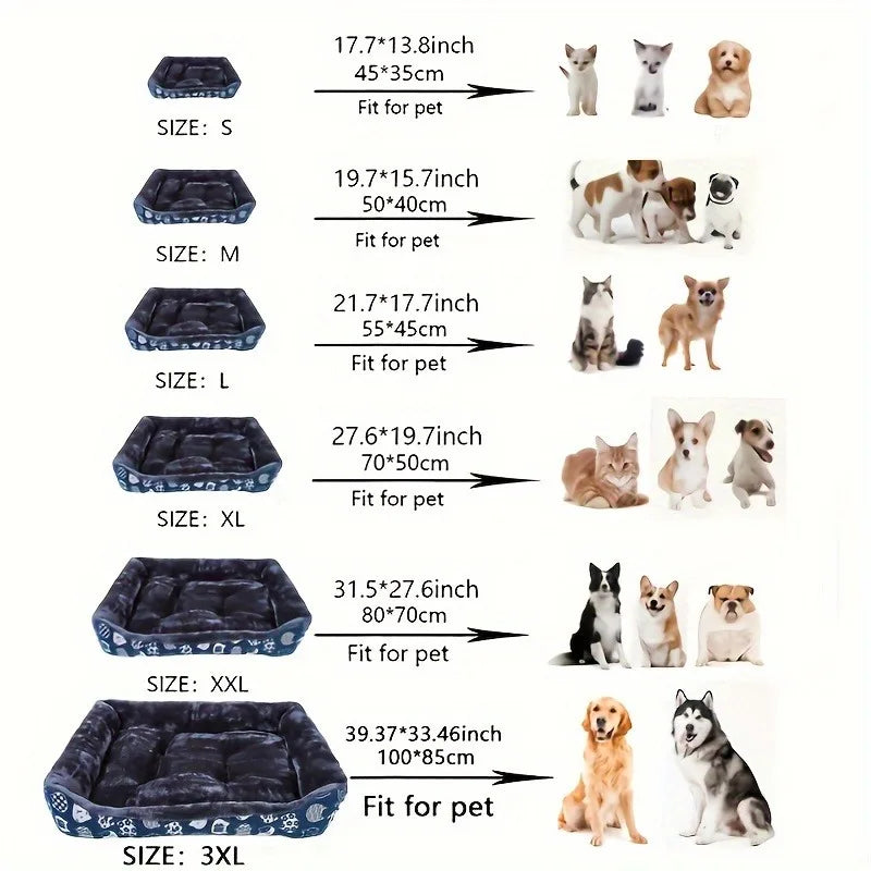 Winter Dog Bed Sofa Mat, Plush Calming Pet Basket Cushion