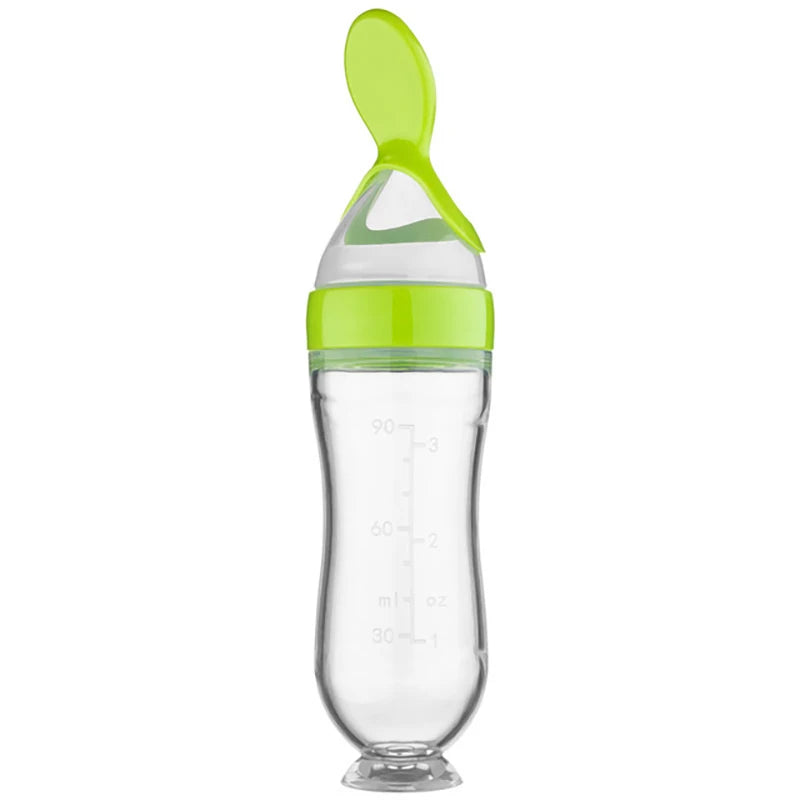 Baby Silicone Squeezing Feeding Bottle Newborn Baby Training Spoon Infant Cereal Food Supplement Feeder Bbay Safe Tableware - PULSE MART