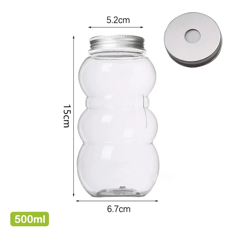 Disposable Drink Bottles Juice Storage Bottles Beverage Milk Tea Bottles Cute Bear Juice Drink Milk Tea Sealed Bottle - PULSE MART