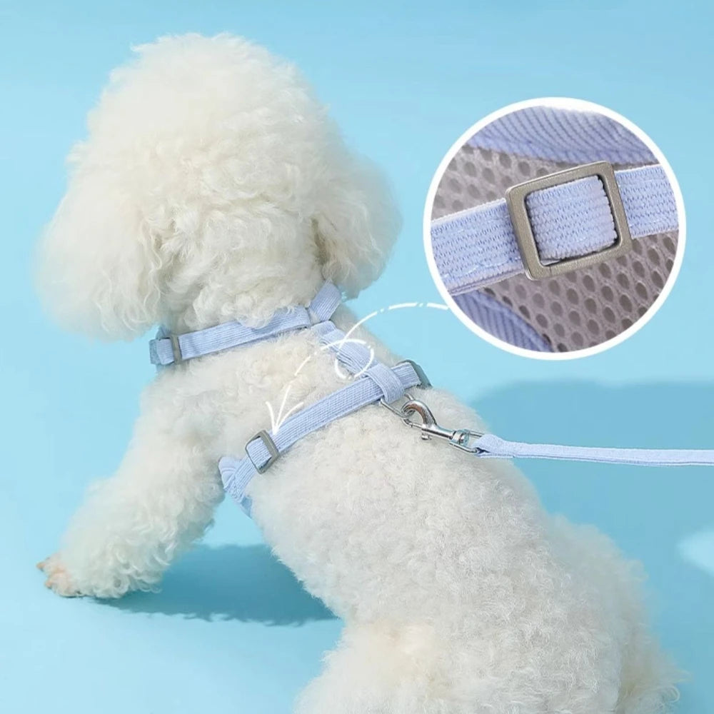 Small Dog Harness and 1.5m Leash Set: Adjustable Step-In Vest