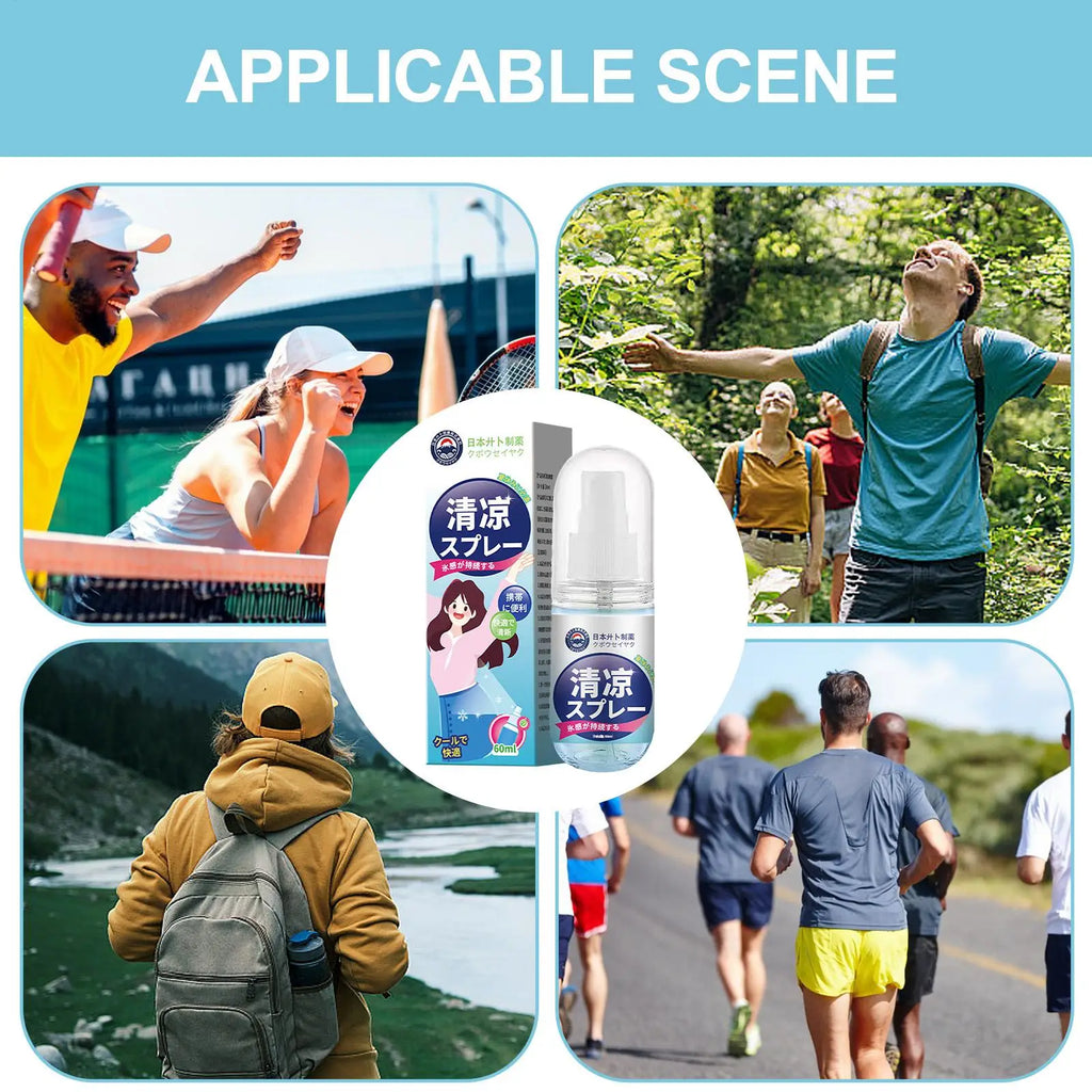 Cooling Spray for Body Refreshing Cool Body Mist 60ml Natural Cooling Supplies Hot Weather Relief