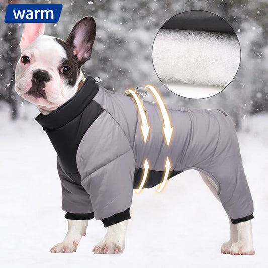 Reflective Four-Legged Dog Winter Coat - Rainproof Windproof Overalls