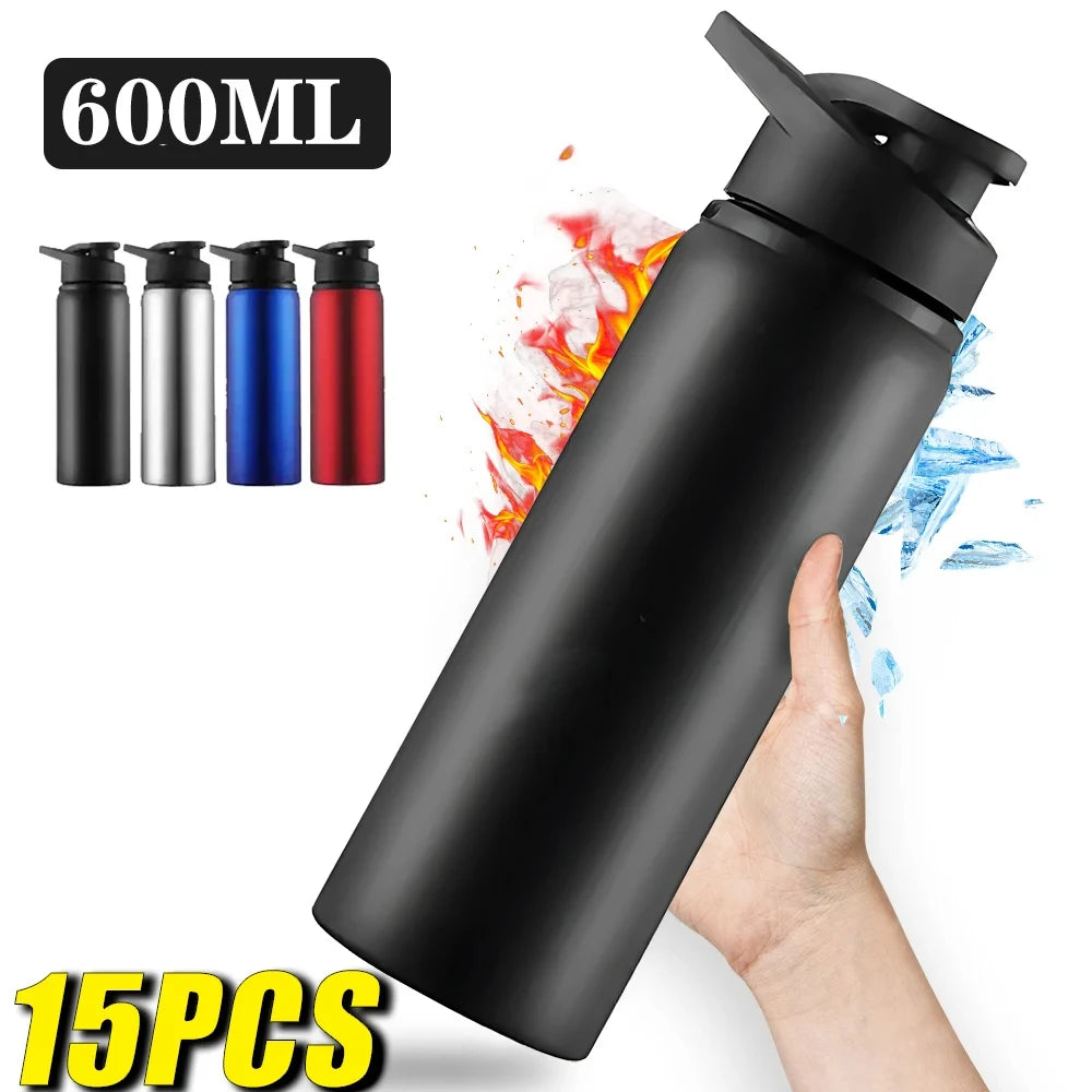 1-15PCS Portable Stainless Steel Bicycle Water Bottle Straight Drinking Outdoors Sports Travel Kettle Metal Water Bottle - PULSE MART
