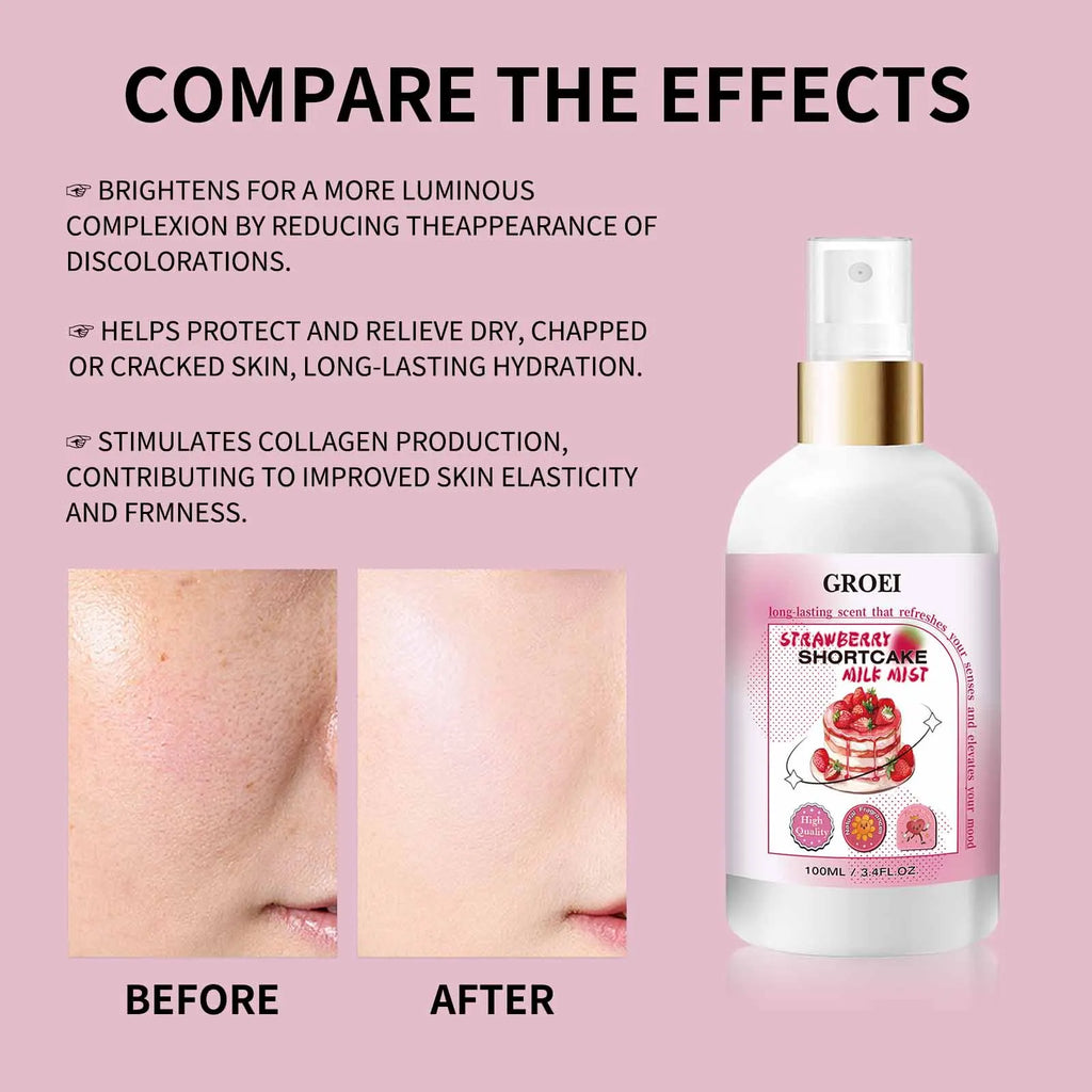 100ml Body Spray Strawberry Shortcake Milk Mist Long Moisturizing Brightening Soothing Body