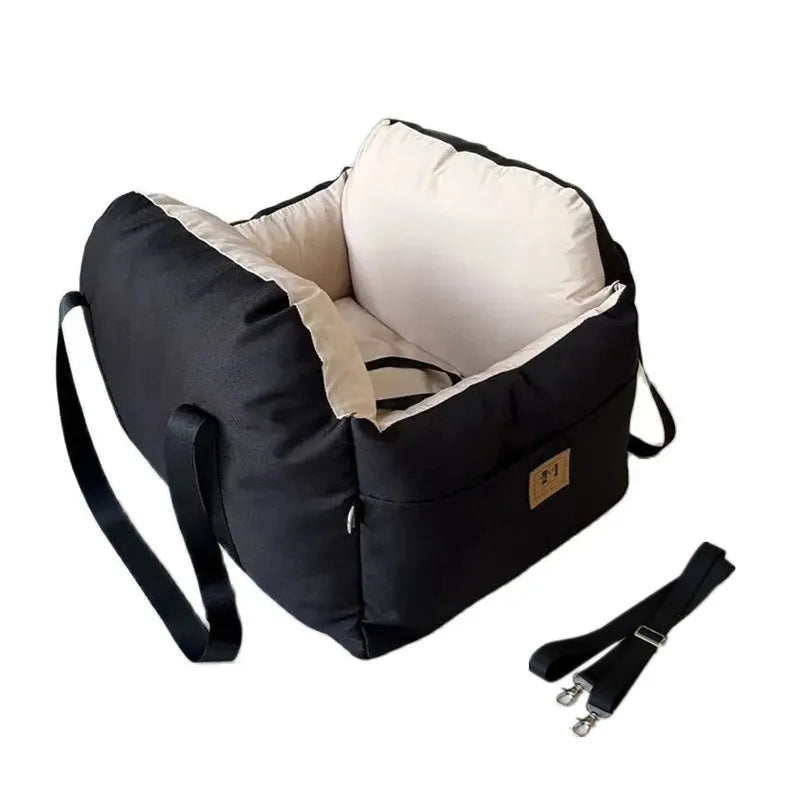 Four-Season Dog Car Seat with Safety Belt, Washable Pet Booster Nest