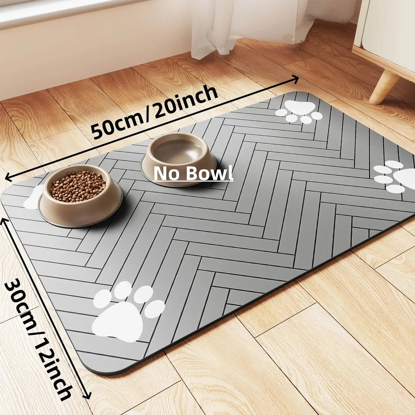 Waterproof Pet Feeding Mat, Absorbent Rubber-Backed Quick-Dry Placemat