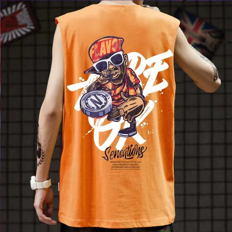 2022 Men’s Summer Hip Hop Tank Top – Casual Sleeveless Streetwear Vest, Loose Fit