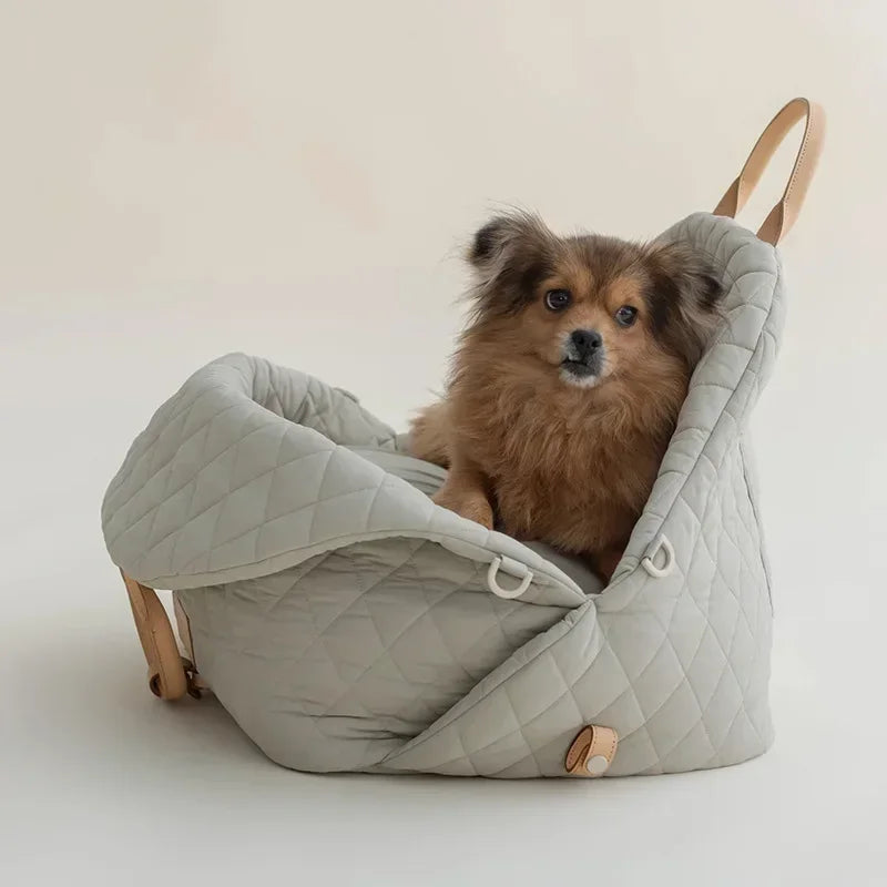 Luxury Pet Carrying Tote Bag, 2-in-1 Dog Car Booster Seat