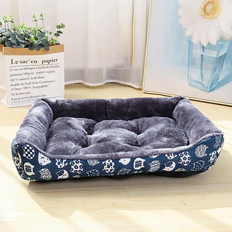 Winter Dog Bed Sofa Mat, Plush Calming Pet Basket Cushion