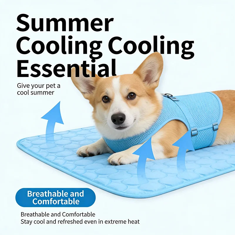 Summer Ice Silk Pet Cooling Mat Waterproof Dog Cat Sleeping Pad