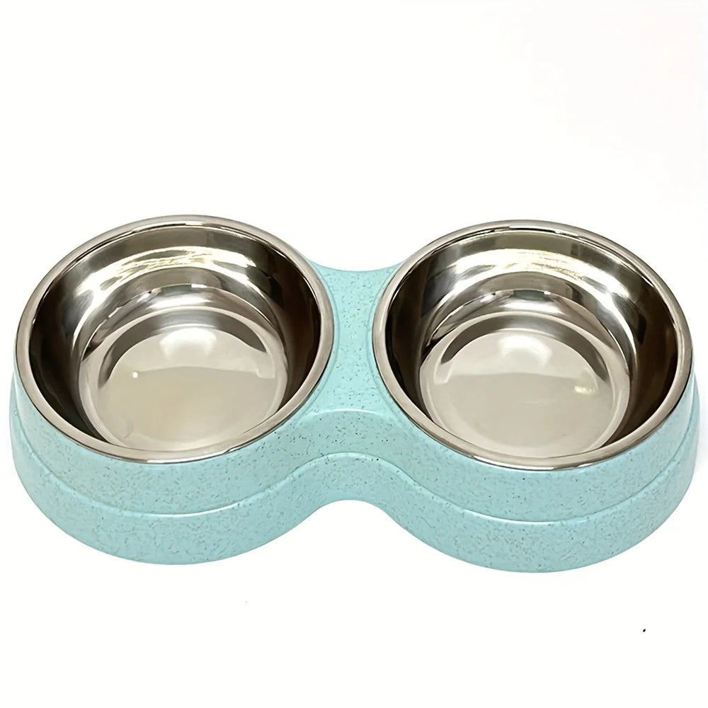 Stainless Steel Double Pet Bowls - Non-Skid Dual Food & Water Station