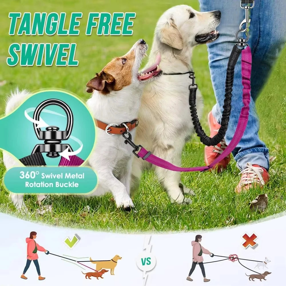 1.6ft Dual Dog Leash Extension - Shock Absorbing Bungee Coupler