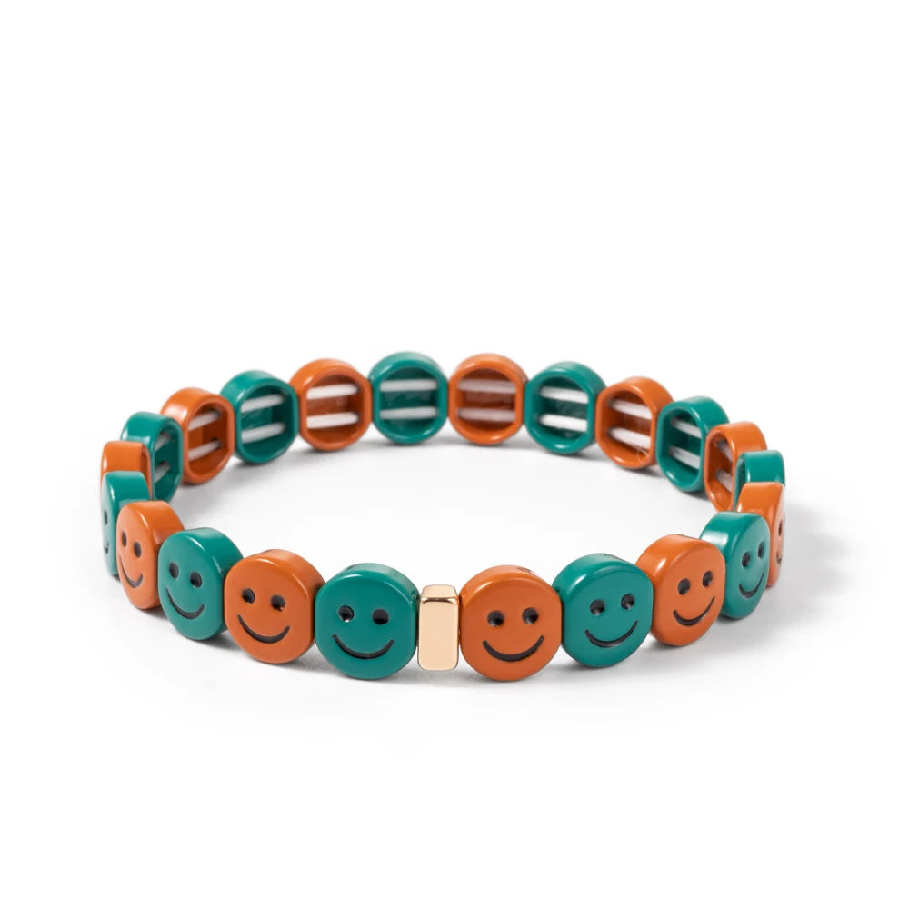 2024 New Enamel Bracelets For Women Happy Beaded Elastic Bangle Hand Accessory