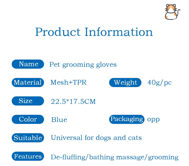 Pet Grooming Glove – Cat & Dog Deshedding Brush for Hair Removal, Bathing & Massage