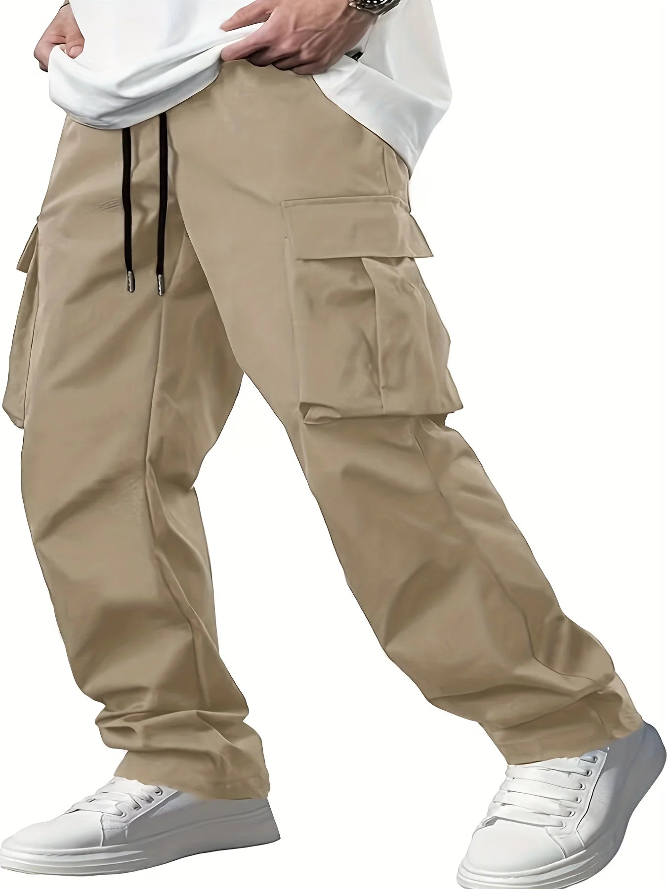 2025new men's workwear pants, European and American men's loose straight casual pants