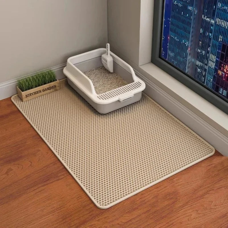 Waterproof Double-Layer Cat Litter Mat – Foldable Urine-Proof Litter Trapping Carpet for Cats