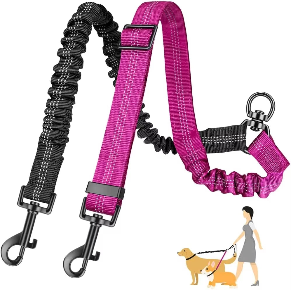 1.6ft Dual Dog Leash Extension - Shock Absorbing Bungee Coupler