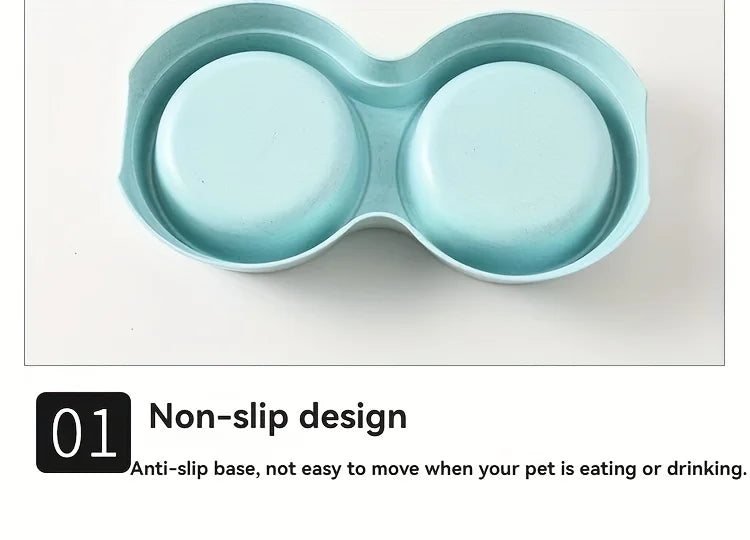 Stainless Steel Double Pet Bowls - Non-Skid Dual Food & Water Station