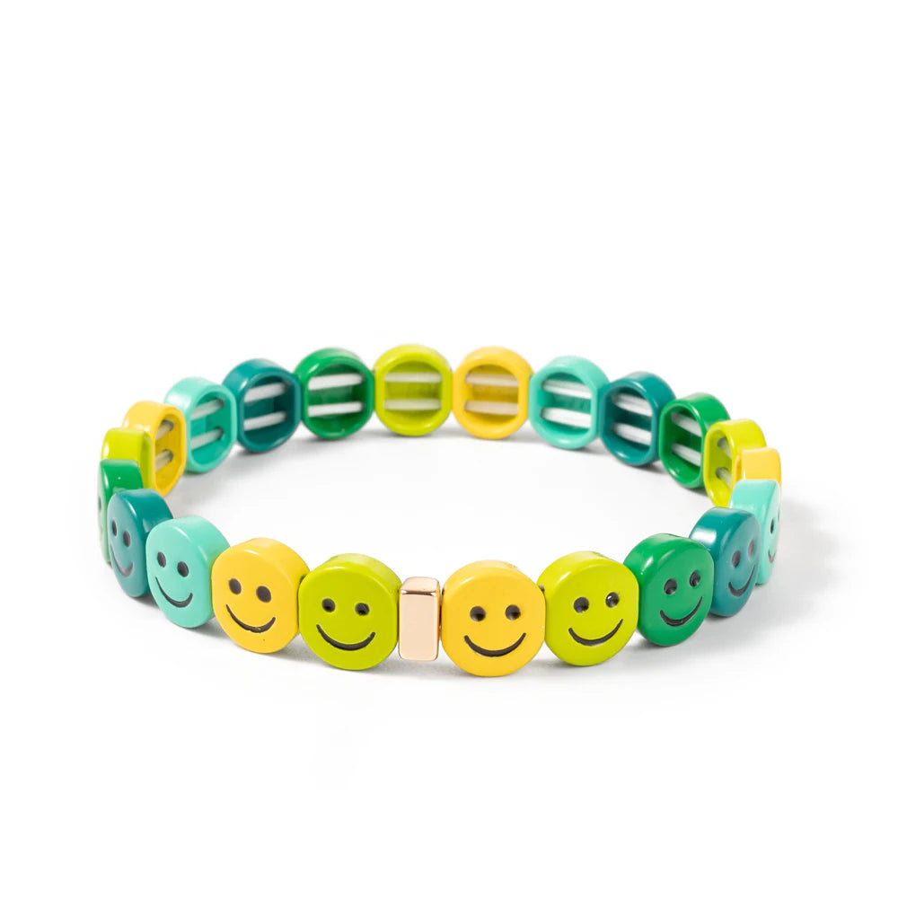 2024 New Enamel Bracelets For Women Happy Beaded Elastic Bangle Hand Accessory