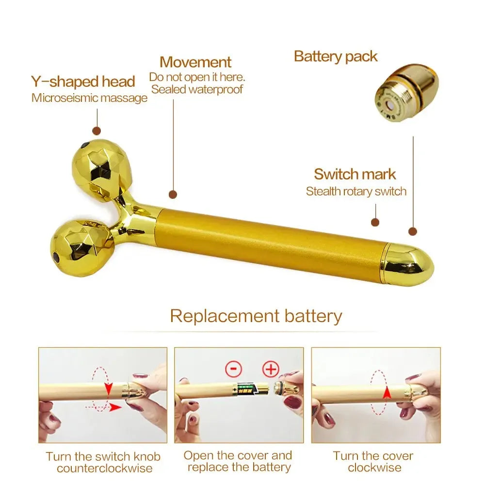 Electric Roller Beauty Bar – Vibrating Facial Massager for Face Lifting, Anti-Wrinkle &amp; Skin Tightening Tool - PULSE MART