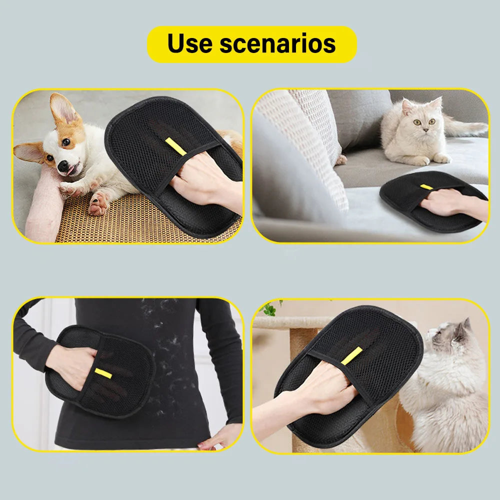 Pet Grooming Gloves – Hair Remover Brush for Cats, Dogs, Furniture & Clothes