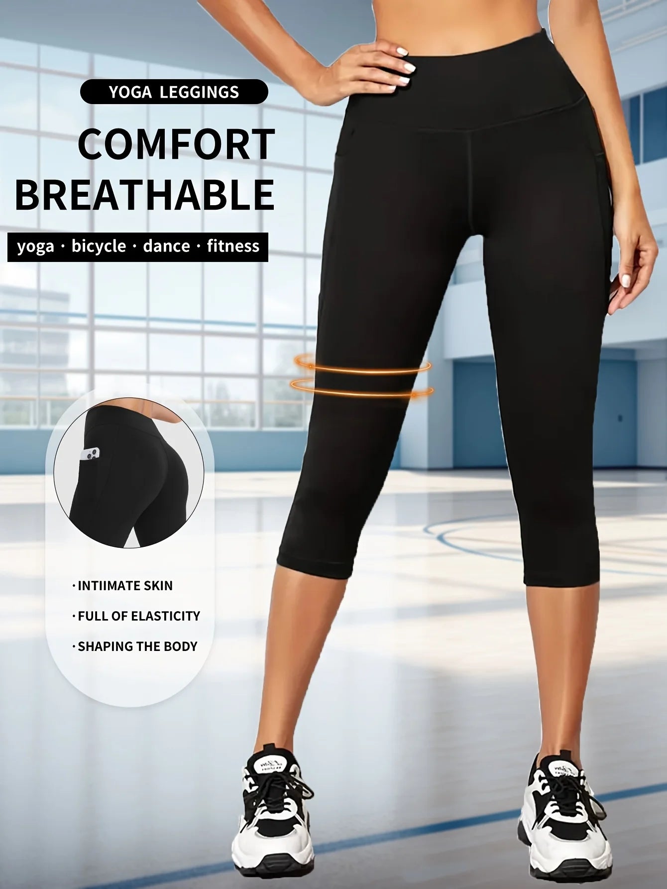 Ladies' high waisted leggings, unique double-sided pockets, slim fit fitness leggings,