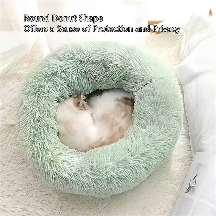 The Deep Sleep Calming Shag Fur Donut Pet Bed