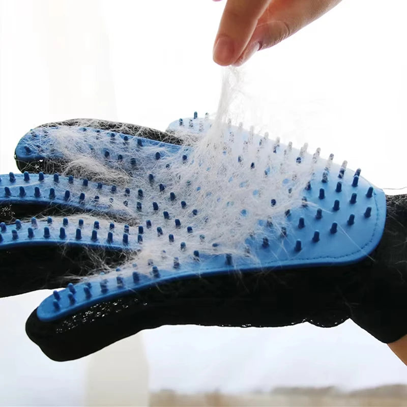 True Touch Pet Grooming Gloves - Silicone Deshedding Brush & Bath Mitt
