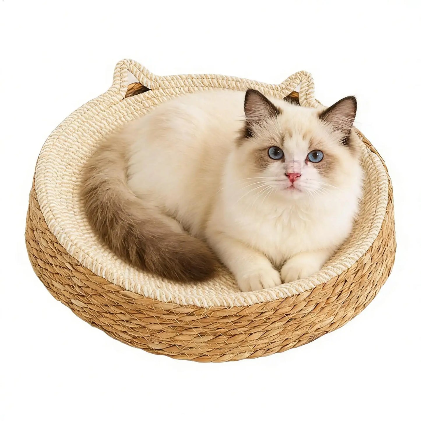 Natural Rattan Woven Cat Bed Sofa – Wear-Resistant Scratch Board Lounge